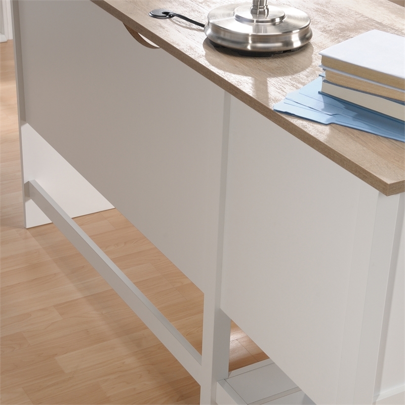Pemberly Row Contemporary Engineered Wood L-Shaped Home Office Desk in White