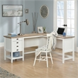 Pemberly Row Contemporary Engineered Wood L-Shaped Home Office Desk in White