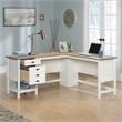 Pemberly Row Contemporary Engineered Wood L-Shaped Home Office Desk in White