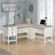Pemberly Row Contemporary Engineered Wood L-Shaped Home Office Desk in White