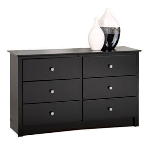 Pemberly Row Black Condo Sized 6 Drawer Double Dresser