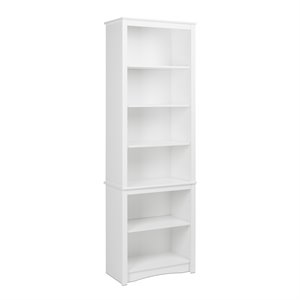 Pemberly Row Tall Contemporary 6 Shelf Bookcase in White
