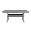 Pemberly Row 6-Piece Wood Dining Set Padded Seats & Bench in Weathered Gray/Tan
