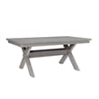 Pemberly Row 6-Piece Wood Dining Set Padded Seats & Bench in Weathered Gray/Tan