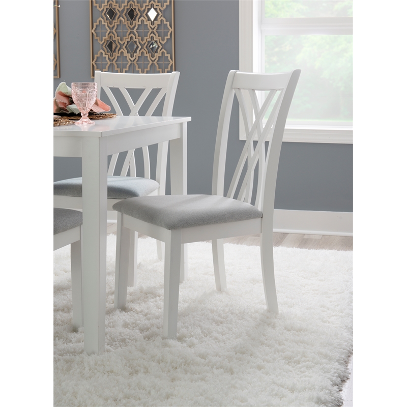 Pemberly Row Seven Piece Wood Dining Set in White