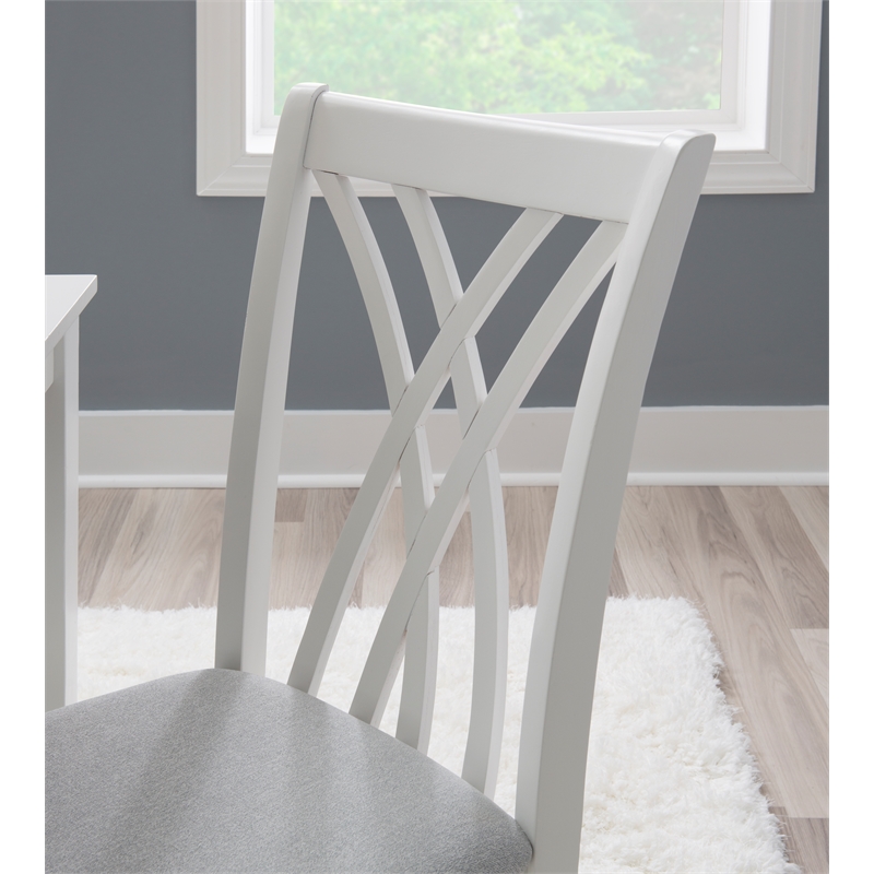 Pemberly Row Seven Piece Wood Dining Set in White