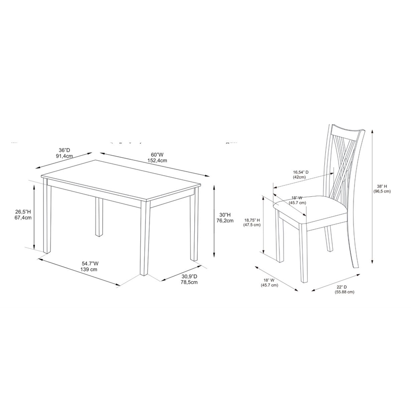 Pemberly Row Seven Piece Wood Dining Set in White