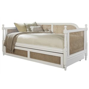 pemberly row coastal wood daybed with trundle in white/natural