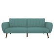 Pemberly Row Upholstered Linen Futon in Light Blue