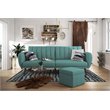Pemberly Row Upholstered Linen Futon in Light Blue