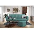 Pemberly Row Upholstered Linen Futon in Light Blue