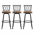 Pemberly Row 24'' Transitional Metal Swivel Barstool in Black/Tan (Set of 3)