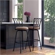 Pemberly Row 24'' Transitional Metal Swivel Barstool in Black/Tan (Set of 3)