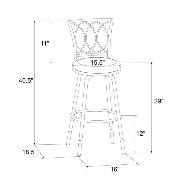 Pemberly Row 24'' Transitional Metal Swivel Barstool in Black/Tan (Set of 3)