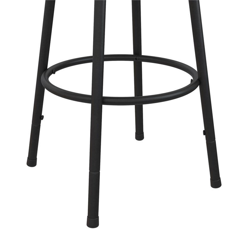 Pemberly Row 24'' Transitional Metal Swivel Barstool in Black/Tan (Set of 3)