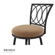 Pemberly Row 24'' Transitional Metal Swivel Barstool in Black/Tan (Set of 3)