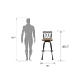 Pemberly Row 24'' Transitional Metal Swivel Barstool in Black/Tan (Set of 3)