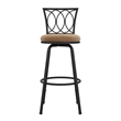Pemberly Row 24'' Transitional Metal Swivel Barstool in Black/Tan (Set of 3)