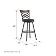 Pemberly Row Upholstered Seat Swivel Barstools in Black (Set of 3)