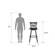 Pemberly Row Upholstered Seat Swivel Barstools in Black (Set of 3)