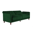 Pemberly Row Tufted Transitional Futon in Green Velvet