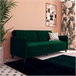 Pemberly Row Tufted Transitional Futon in Green Velvet