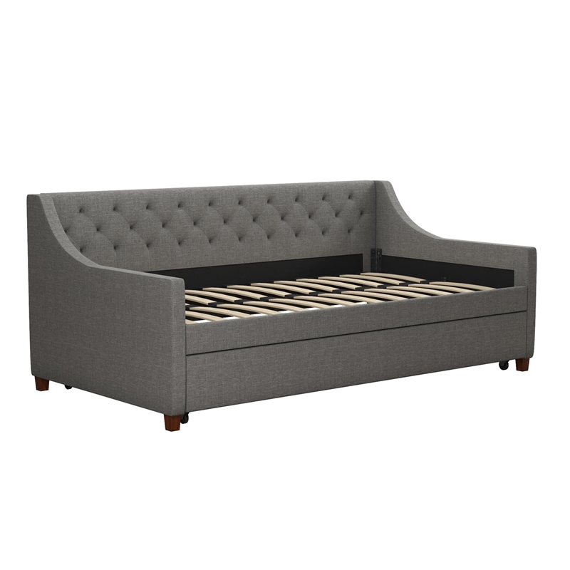 Pemberly Row Daybed and Trundle in Gray Linen