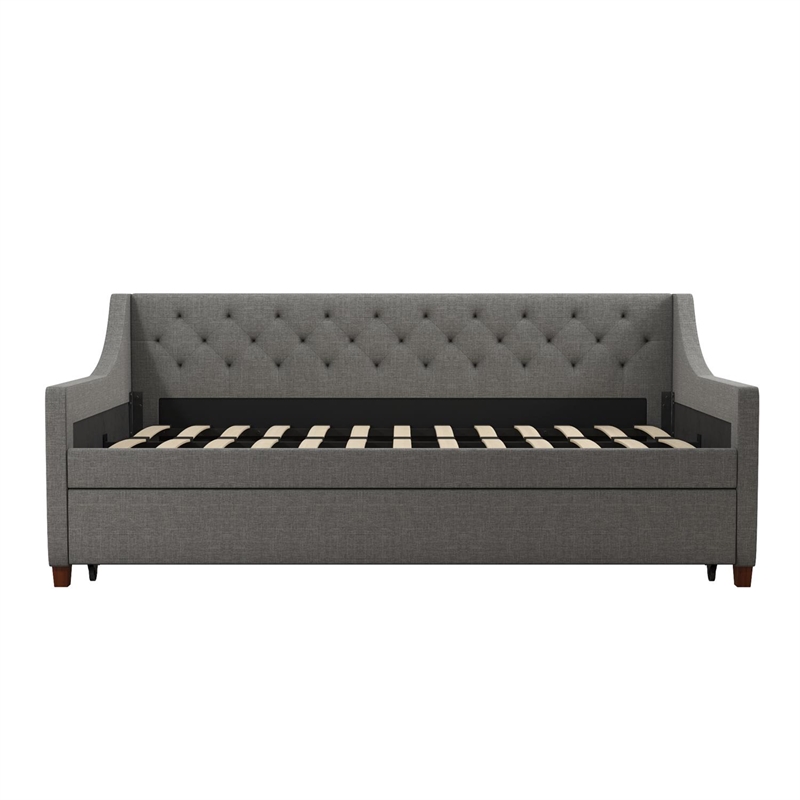 Pemberly Row Daybed and Trundle in Gray Linen