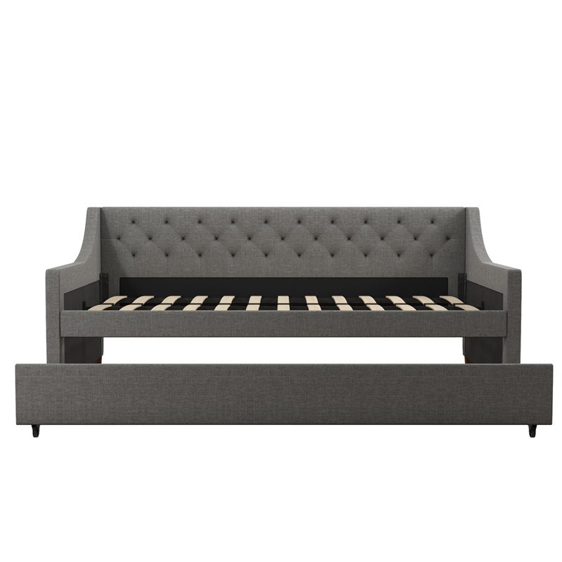 Pemberly Row Daybed and Trundle in Gray Linen