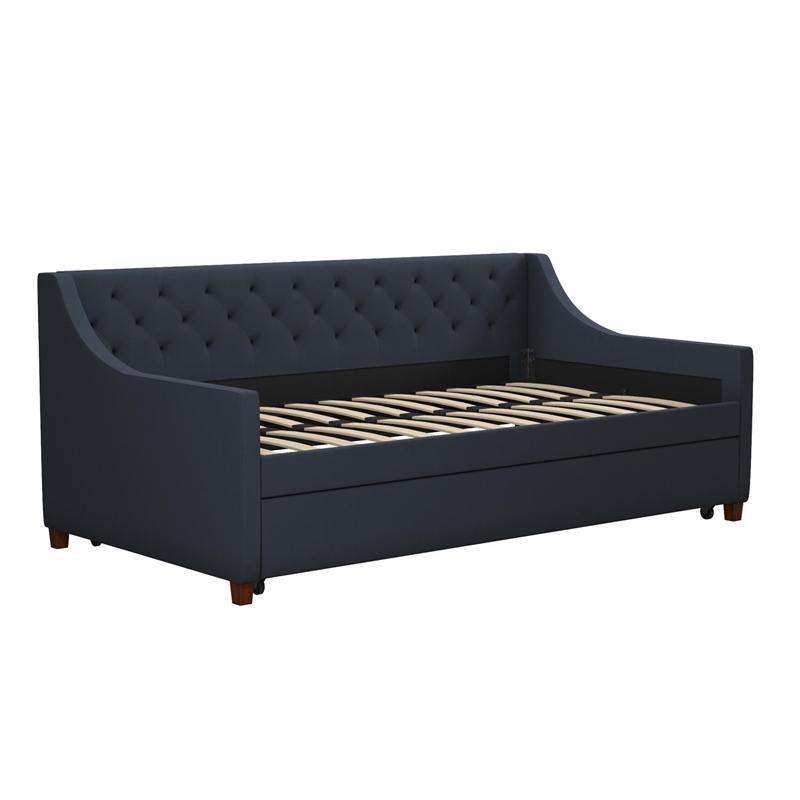 Pemberly Row Daybed and Trundle in Blue Linen