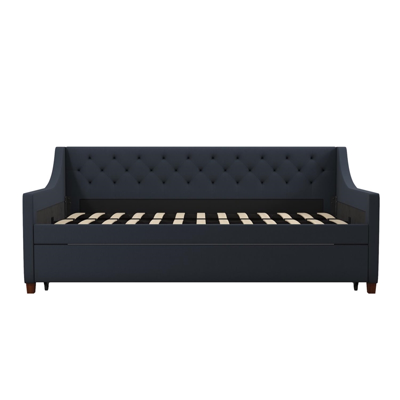 Pemberly Row Daybed and Trundle in Blue Linen