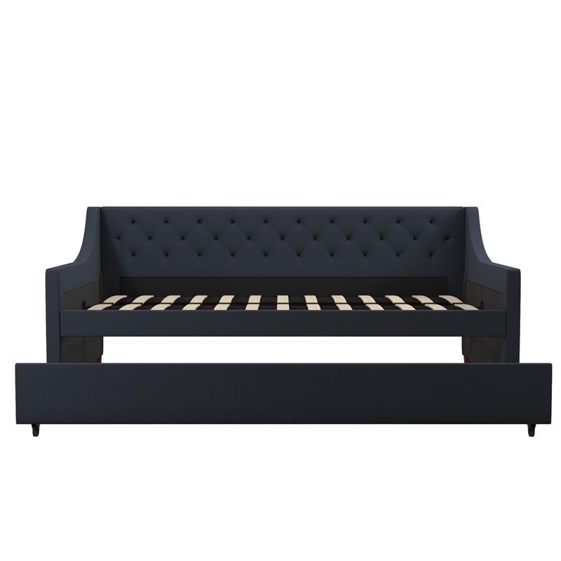 Pemberly Row Daybed and Trundle in Blue Linen