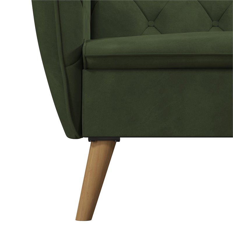 Pemberly Row Memory Foam Futon in Convertible Couch in Green Velvet