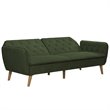 Pemberly Row Memory Foam Futon in Convertible Couch in Green Velvet