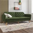 Pemberly Row Memory Foam Futon in Convertible Couch in Green Velvet