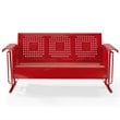 Pemberly Row Metal Gliding Patio Sofa w/ Rocking Mechanism in Bright Red Gloss