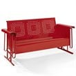 Pemberly Row Metal Gliding Patio Sofa w/ Rocking Mechanism in Bright Red Gloss
