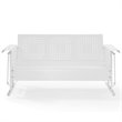 Pemberly Row Metal Gliding Patio Sofa w/ Rocking Mechanism in White