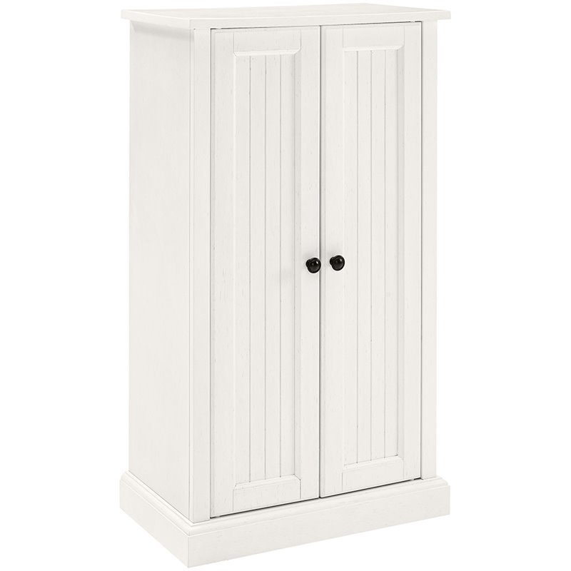 Pemberly Row 2-Door Coastal Wood Accent Cabinet in Distressed White