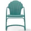 Pemberly Row Steel Metal Outdoor Chair in Pastel Blue Satin (Set of 2)