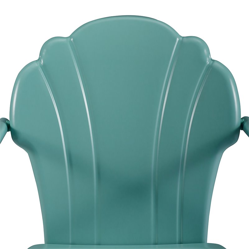 Pemberly Row Steel Metal Outdoor Chair in Pastel Blue Satin (Set of 2)