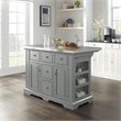 Pemberly Row Transitional Wood/Stainless Steel Kitchen Island in Gray/Chrome