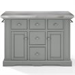 Pemberly Row Transitional Wood/Stainless Steel Kitchen Island in Gray/Chrome