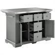 Pemberly Row Transitional Wood/Stainless Steel Kitchen Island in Gray/Chrome