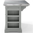 Pemberly Row Transitional Wood/Stainless Steel Kitchen Island in Gray/Chrome
