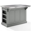 Pemberly Row Transitional Wood/Stainless Steel Kitchen Island in Gray/Chrome