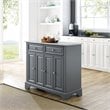 Pemberly Row Wood/Faux Marble Kitchen Island in Distressed Gray/White