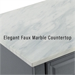 Pemberly Row Wood/Faux Marble Kitchen Island in Distressed Gray/White