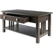 Pemberly Row Transitional Solid Wood Storage Coffee Table in Oyster Gray
