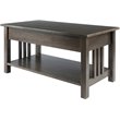 Pemberly Row Transitional Solid Wood Storage Coffee Table in Oyster Gray